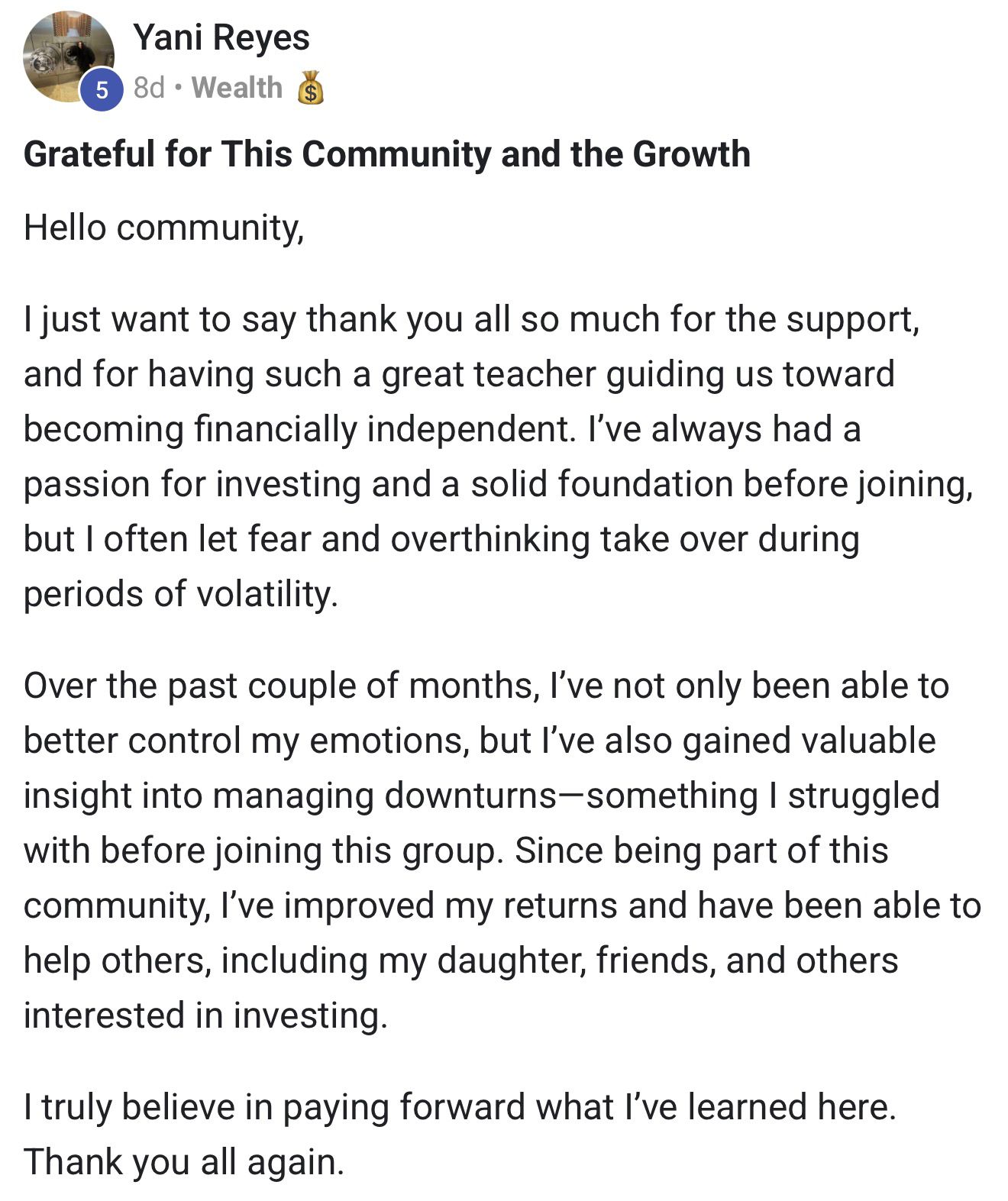 Community testimonial 5